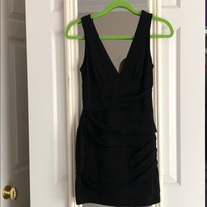 Bcbg black fitted, vneck dress